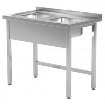 Stół z dwoma małymi zlewami bez półki 800x600x(h)850 mm | POLGAST