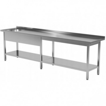Stół ze zlewem i półką 2200x600x850 mm | POLGAST